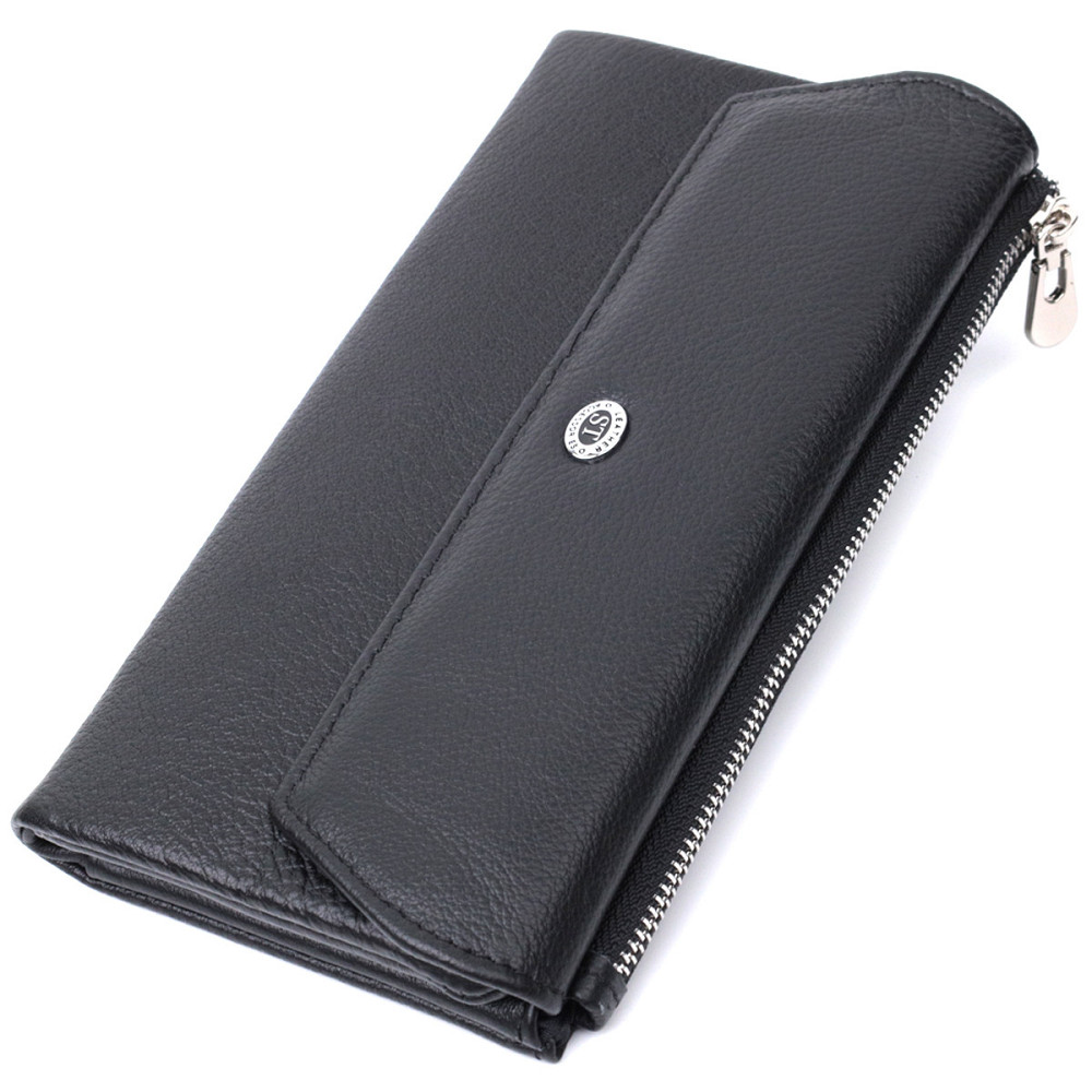 Жіноче шкіряне портмоне з блоком для карток, чорне (ST Leather) Київ - фото 12