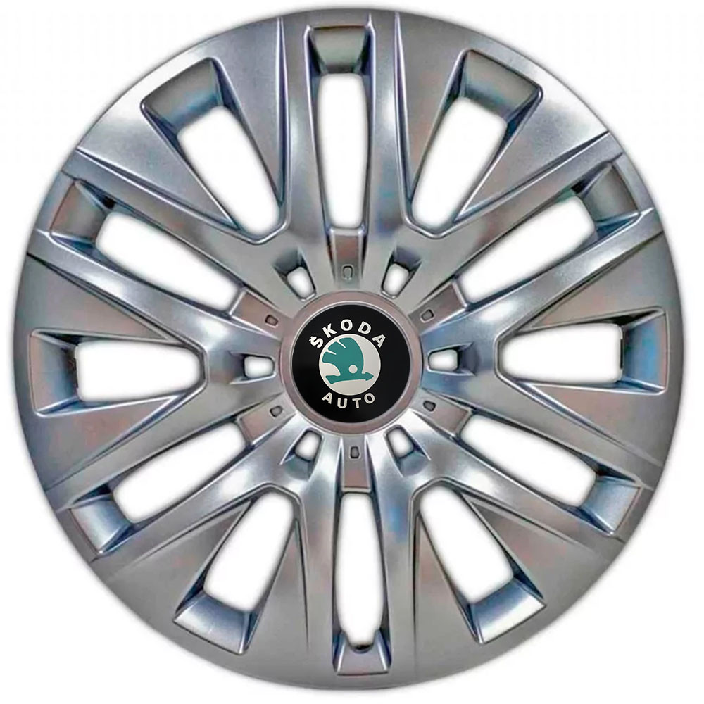 Автомобильные модельные колпаки R16 Skoda (зелена) 429 4шт, SJS, серебряные Киев - изображение 1