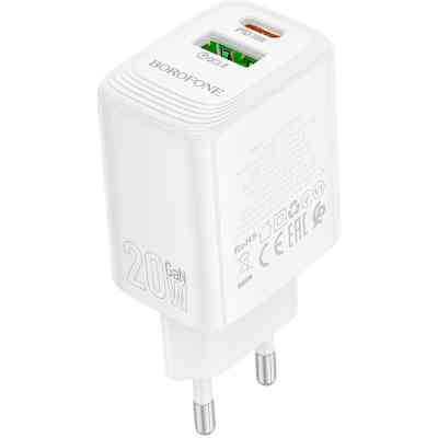 Зарядний пристрій BOROFONE BN27 Fuente 1xUSB-C PD20W + 1xUSB QC3.0 White (6941991120268) Вінниця