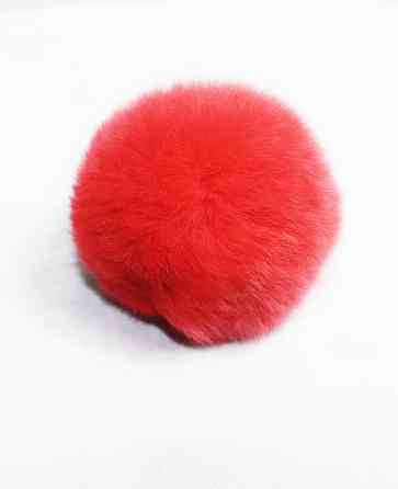 Хутряний бубон на шапку з кролика Rex Червоний Харків