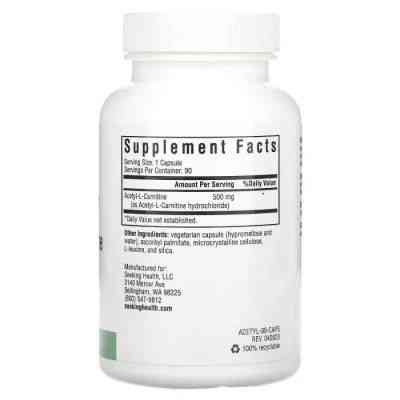 Амінокислота Seeking Health Ацетил-L-Карнітін, 500 мг, Acetyl-L-Carnitine, 90 вегетаріанських кан. (SKH-52008) Вінниця
