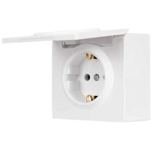LETO білий Розетка зовнішня із заземленням з кришкою Лезард Житомир