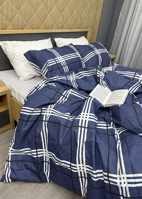 Комплект постельного белья, Decorator Kelso Евро 200х215 синий с белым (88-019) Киев - изображение 6