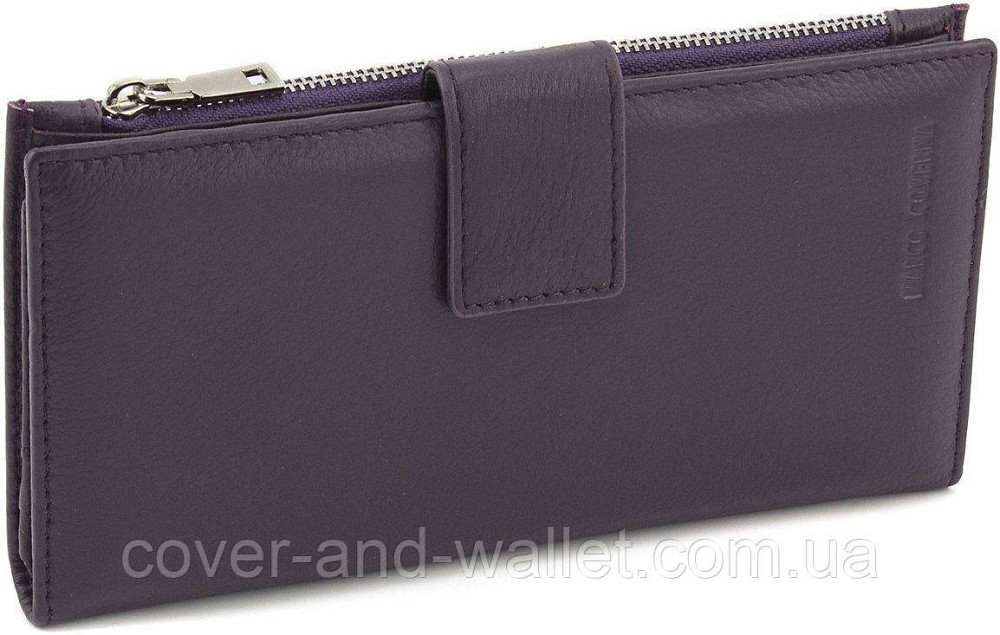 Фіолетовий жіночий гаманець купюрник із натуральної шкіри з монетницею на блискавці Marco Coverna Київ - фото 3