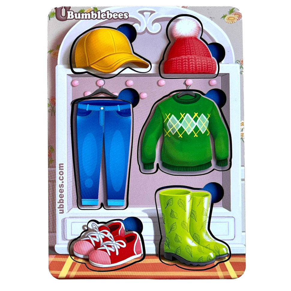 Дерев'яний пазл-вкладиш "Одяг-1" Ubumblebees (ПСФ118) PSF118 фон із підказкою Вінниця - фото 2