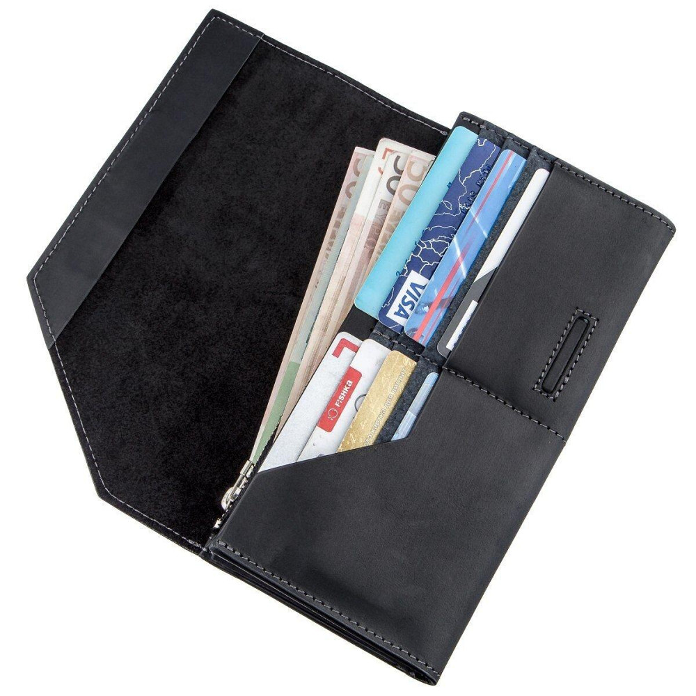 Кожаный клатч унисекс на магните GRANDE PELLE 11214 Черный Киев - изображение 2