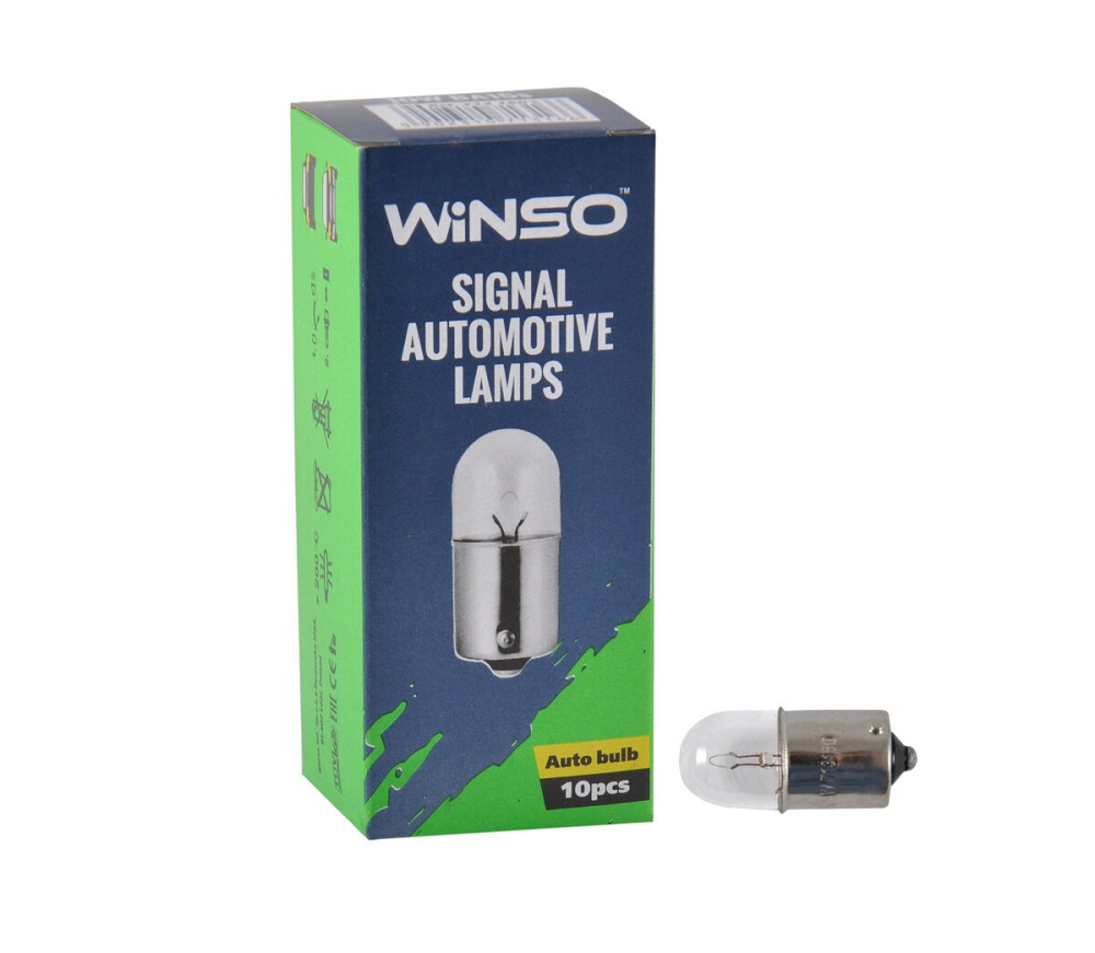 Лампа накаливания Winso 12V R5W 5W BA15s, 10шт Киев - изображение 1