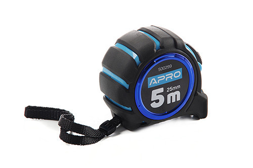 Рулетка магнитная обрезиненная автостоп, двойной зацеп 5мх25мм APRO Ровно - изображение 1