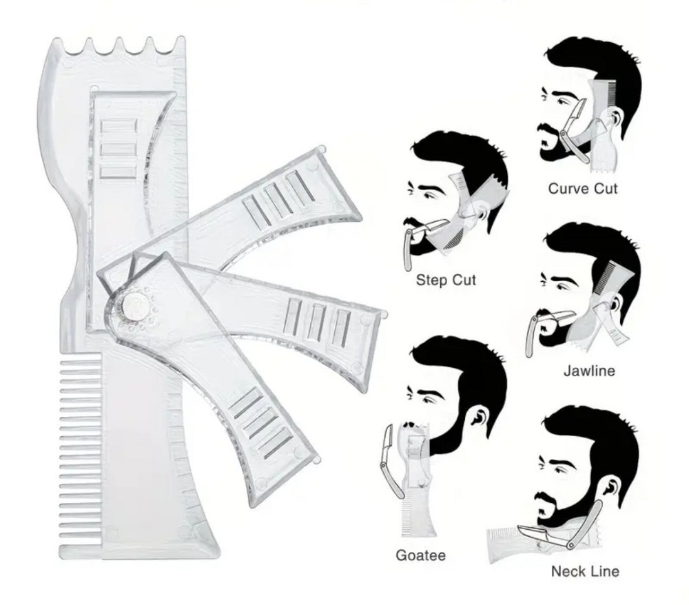 Шаблон для бороды с дополнительными лезвиями трафарет для бороды и усов стайлер триммер для бороды черный Киев - изображение 6