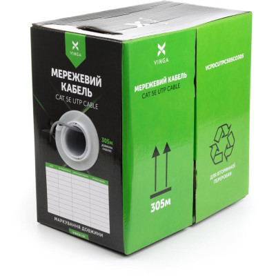 Кабель сетевой Vinga UTP 305м cat.5e Copper 4 pairs 0.5мм мідь (VCPDCUTPC505CO305) Винница - изображение 1
