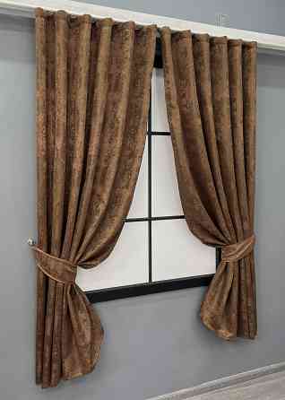 Комплект коротких штор VR-Textil Жакард Sultan XO № 1827ш Коричневий 130х170 см 2 шт (35-0425) Київ