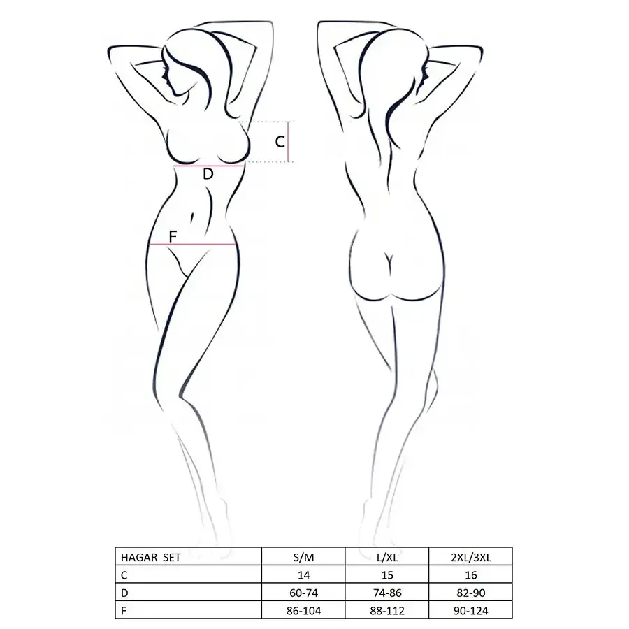 Комплект білизни Passion Exclusive HAGAR SET L/XL, black, стрепи трусики та ліф Львів - фото 7