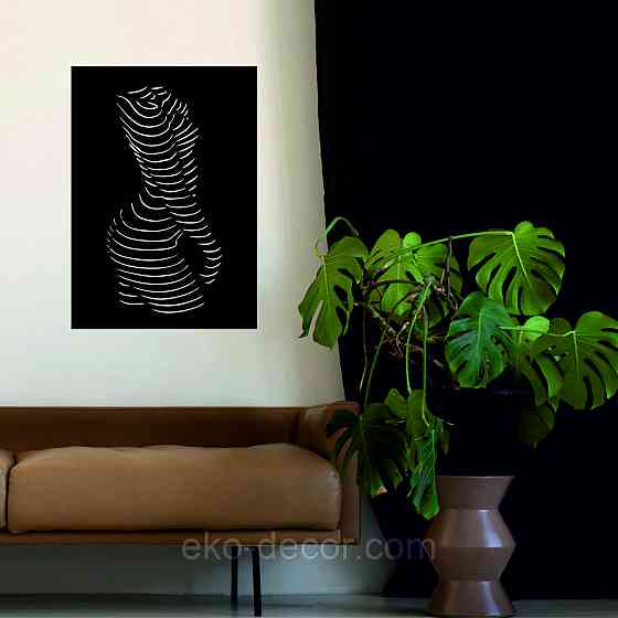 Декоративное настенное Панно «Силуэт женщины», Декор на стену 90*63 см, Черный Киев