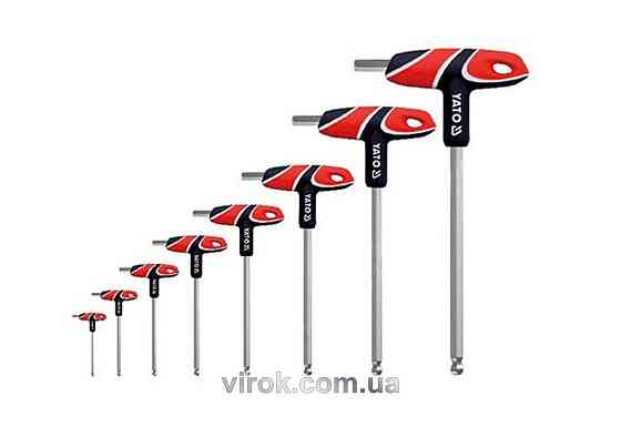 Ключі шестигранні YATO : тип "T", HEX, двосторонні, кулькові наконечиники, Набір 8 шт. [12/24/144] Одеса