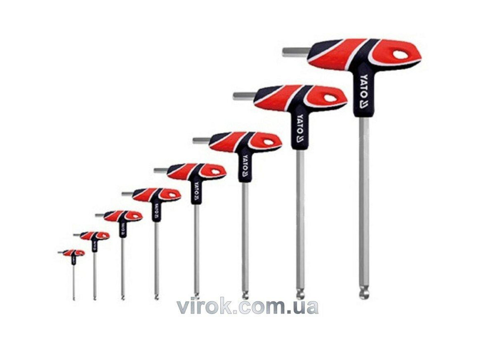 Ключі шестигранні YATO : тип "T", HEX, двосторонні, кулькові наконечиники, Набір 8 шт. [12/24/144] Одеса - фото 1
