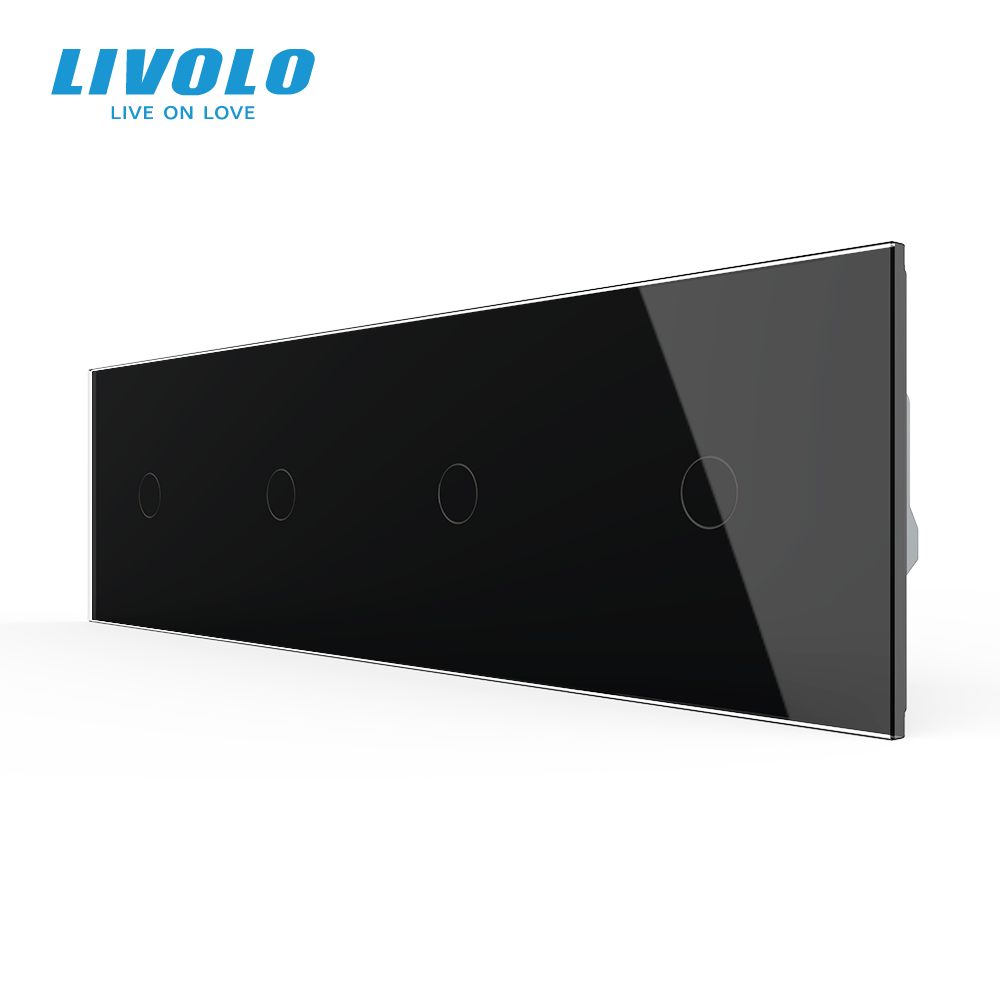LIVOLO Сенсорний вимикач 4 сенсора (1-1-1-1) Livolo чорний скло (VL-C704-12) Коломыя - изображение 1
