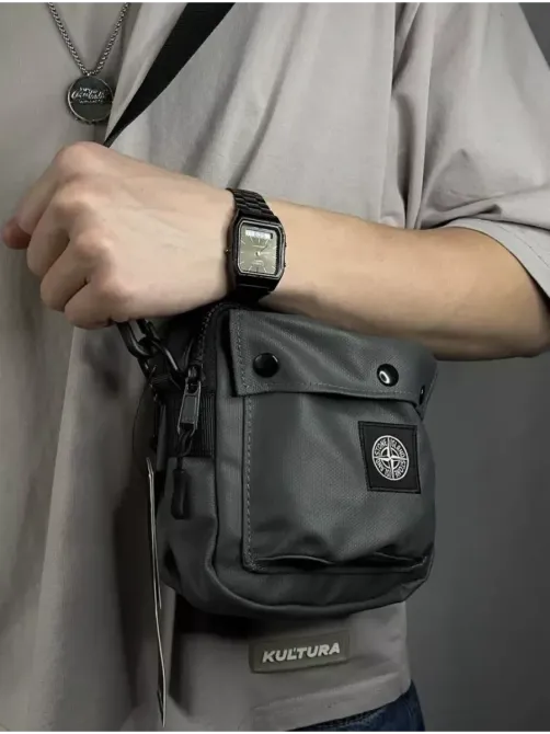 Сумка через плечо Stone Island 16x16 черный Серый Запорожье - изображение 5