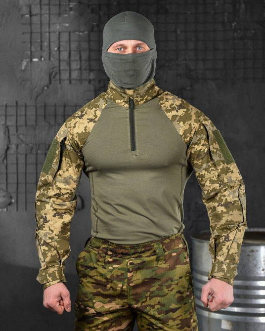 Тактична сорочка убакс олива під бронежилет, бойова сорочка ubacs піксель з кишенями для налокітників Одеса - фото 7