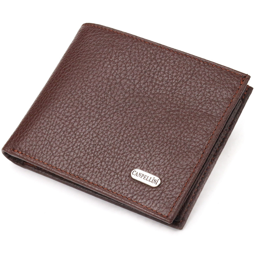 Практичный кошелек для мужчин в два сложения из натуральной кожи флотар CANPELLINI 21586 Коричневый Киев - изображение 10