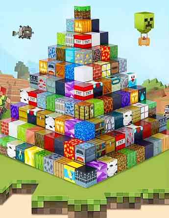 Магнитный конструктор 100 +3фігурки кубиков Майнкрафт - Minecraft, магнитные блоки для детей, Киев