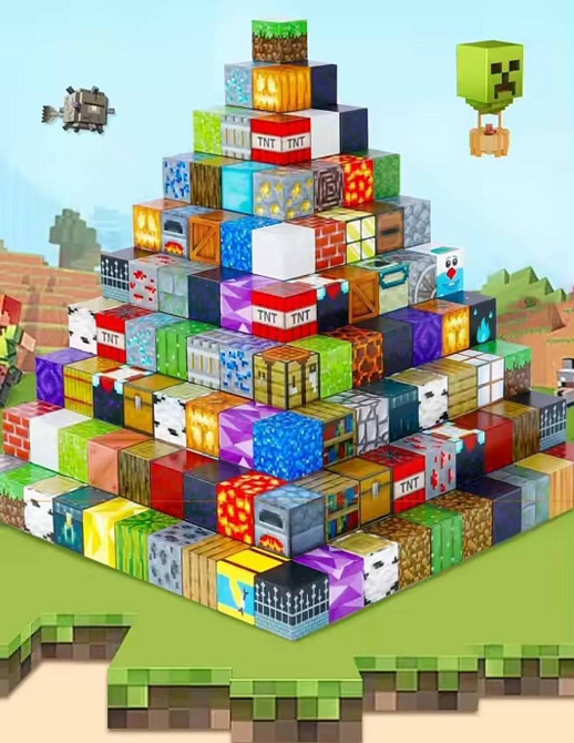 Магнитный конструктор 100 +3фігурки кубиков Майнкрафт - Minecraft, магнитные блоки для детей, Киев - изображение 1