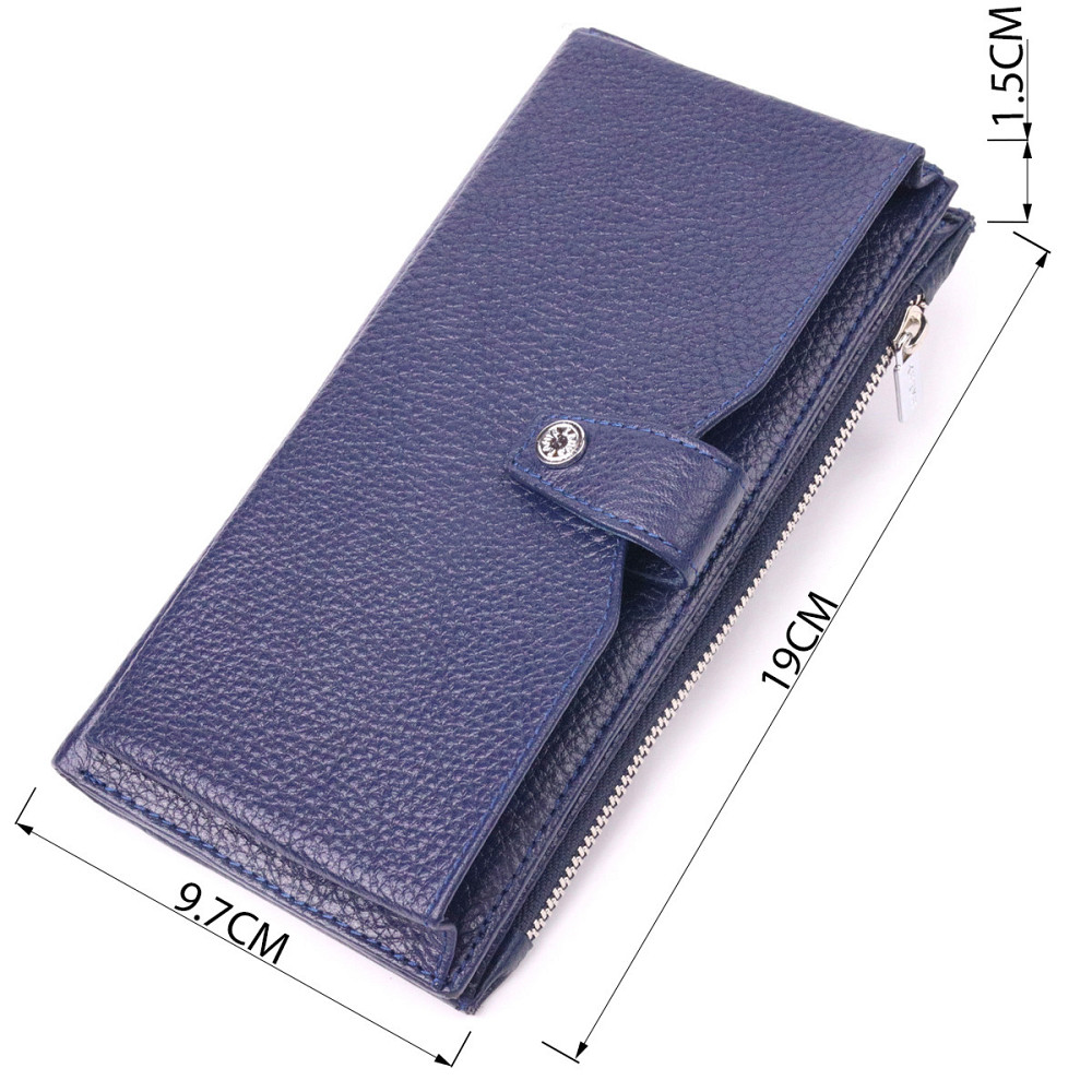 Стильний вертикальний гаманець із натуральної шкіри Синій (KARYA) Київ - фото 7