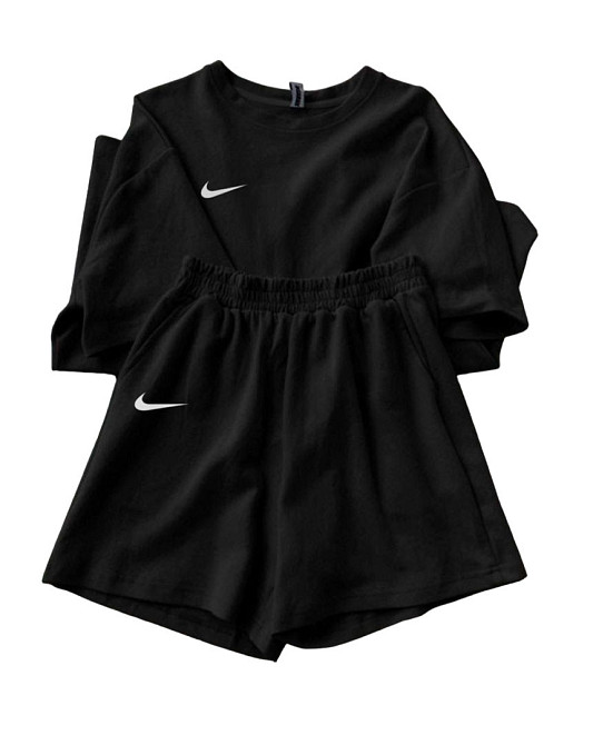 Женский летний спортивный костюм футболка с шортами Черный XS/S Харьков - изображение 6