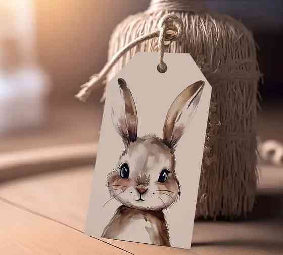 Подарочные бирки «Зайчик», 10 шт + джутовый шнур 10 м Киев