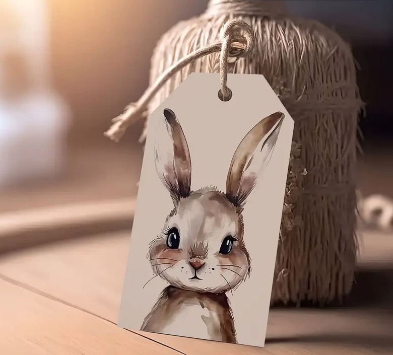 Подарочные бирки «Зайчик», 10 шт + джутовый шнур 10 м Киев - изображение 1