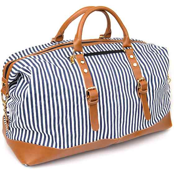 Дорожная сумка текстильная женская в полоску Vintage 20667 Белая Киев