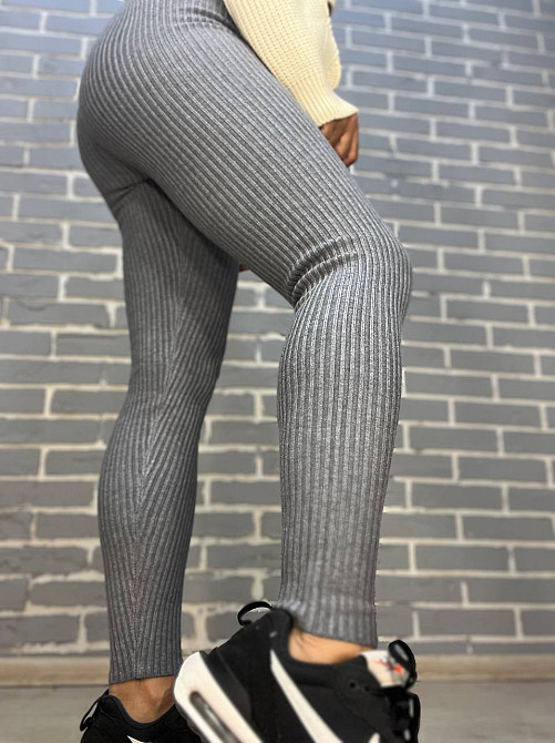 Лосины женские U 6157 рубчик теплые вязаные, серый, one size Одесса - изображение 7