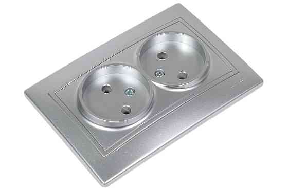 MIRA Розетка подвійна без заземлення метал сірий зі вставкою  Lezard Харків