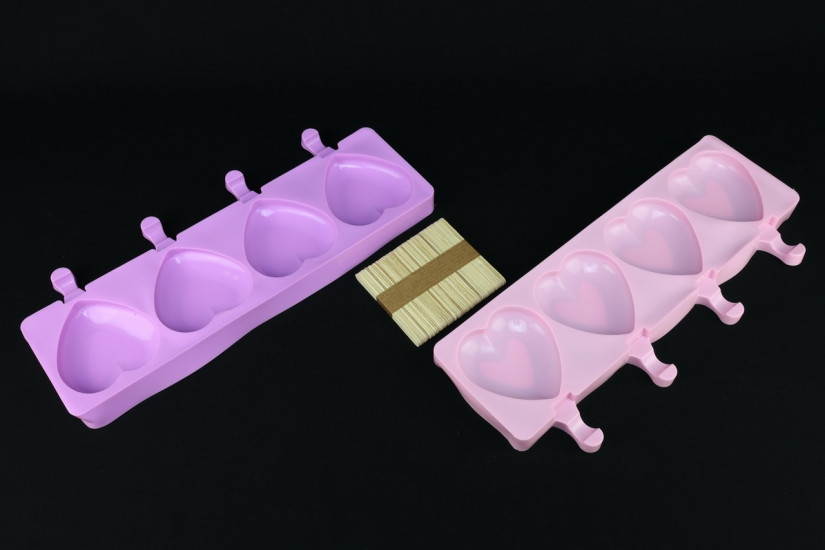 Форма для морозива 4 форми серце з паличками 50шт Вінниця - фото 2