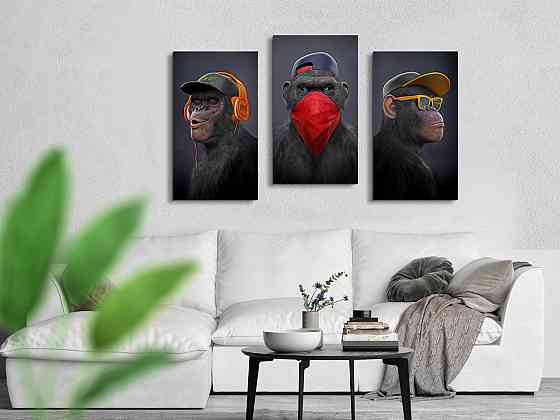 Модульна картина "Три мудрі мавпи" Art-480_3 (100х53см) Київ