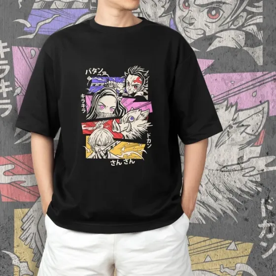 Футболка для подростка мальчика с принтом Клинок, рассекающий демонов Команда 3 Размер 160 Anime10441 Днепр