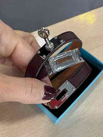 Кожаный браслет Hermes на два оборота цвет бордо | Наматывающийся браслет на руку | Браслет Hermes Одесса