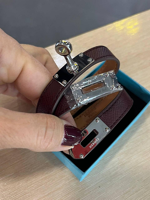 Кожаный браслет Hermes на два оборота цвет бордо | Наматывающийся браслет на руку | Браслет Hermes Одесса - изображение 5