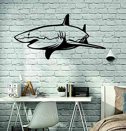 Декоративное настенное Панно «Акула» Декор на стену 70*34 см, Черный Киев