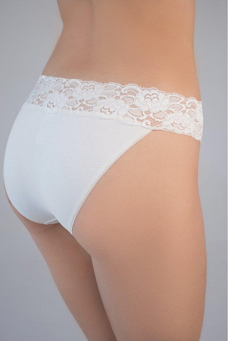 Жіночі трусики Танга з бавовни з мереживним поясом колір Шампань Marsana 01-051 M Київ - фото 2