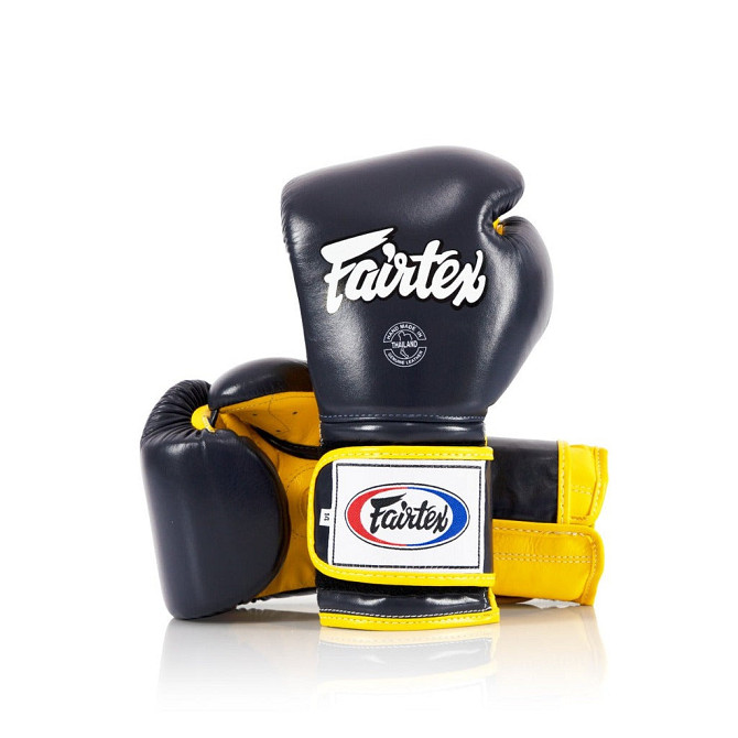 Боксерські рукавиці Fairtex BGV9 Mexican Blue/Yellow 10 унцій (бинти в комплекті) Каменское - изображение 2
