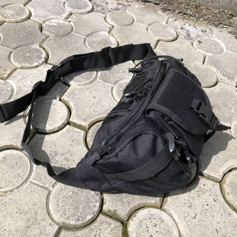 Чоловіча сумка рюкзак слінг, Нагрудна чоловіча сумка тактична чорна Нагрудна тактична тканинна DB-49 Івано-Франківськ - фото 9