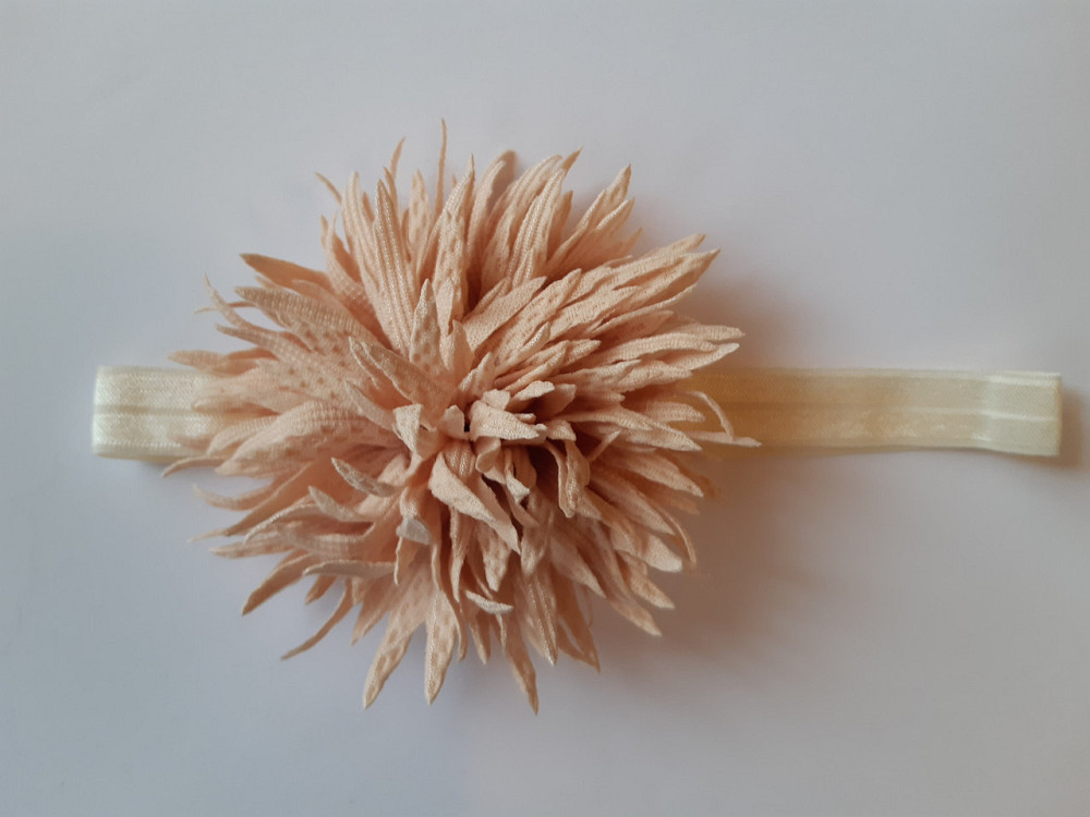 Дитяча красива пов'язка бежева - окружність 38-60см, квітка 9см Київ - фото 1