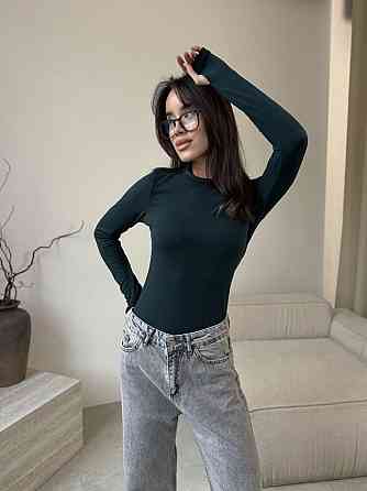 Жіночий утеплений базовий лонгслів турецька віскоза з начосом. Зелений, 42/44 Одеса