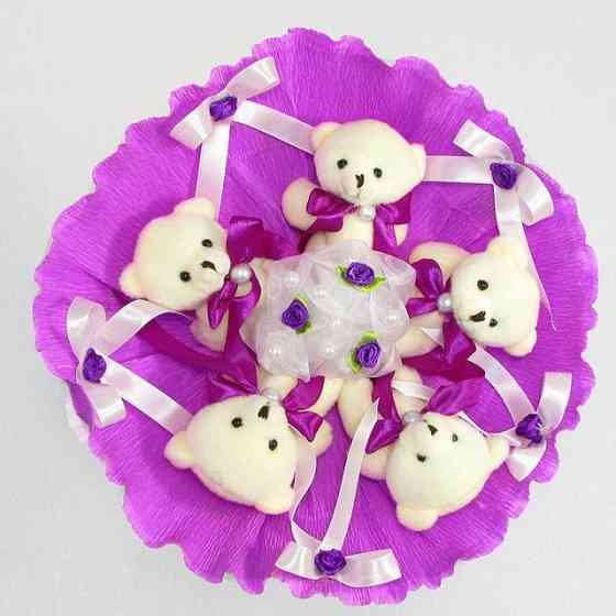 Букет из мягких игрушек 5 мишек 5291IT сиреневый Винница
