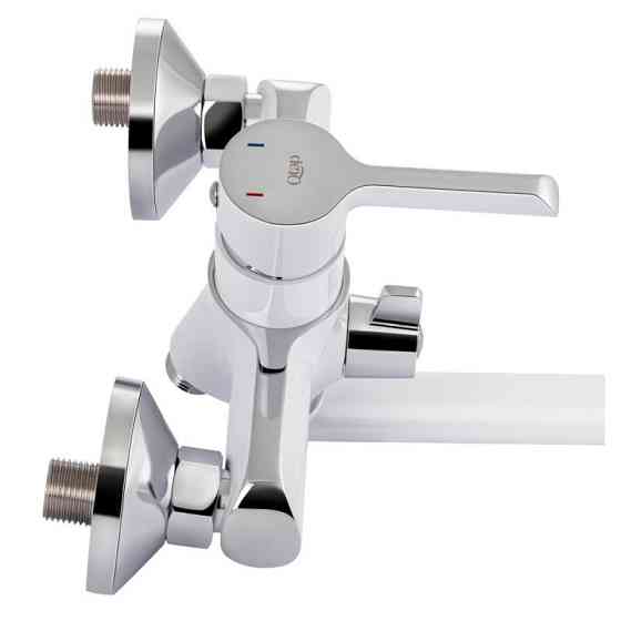 Змішувач для ванни Qtap Grand WCR 005 з душовим гарнітуром, білий / хром Київ