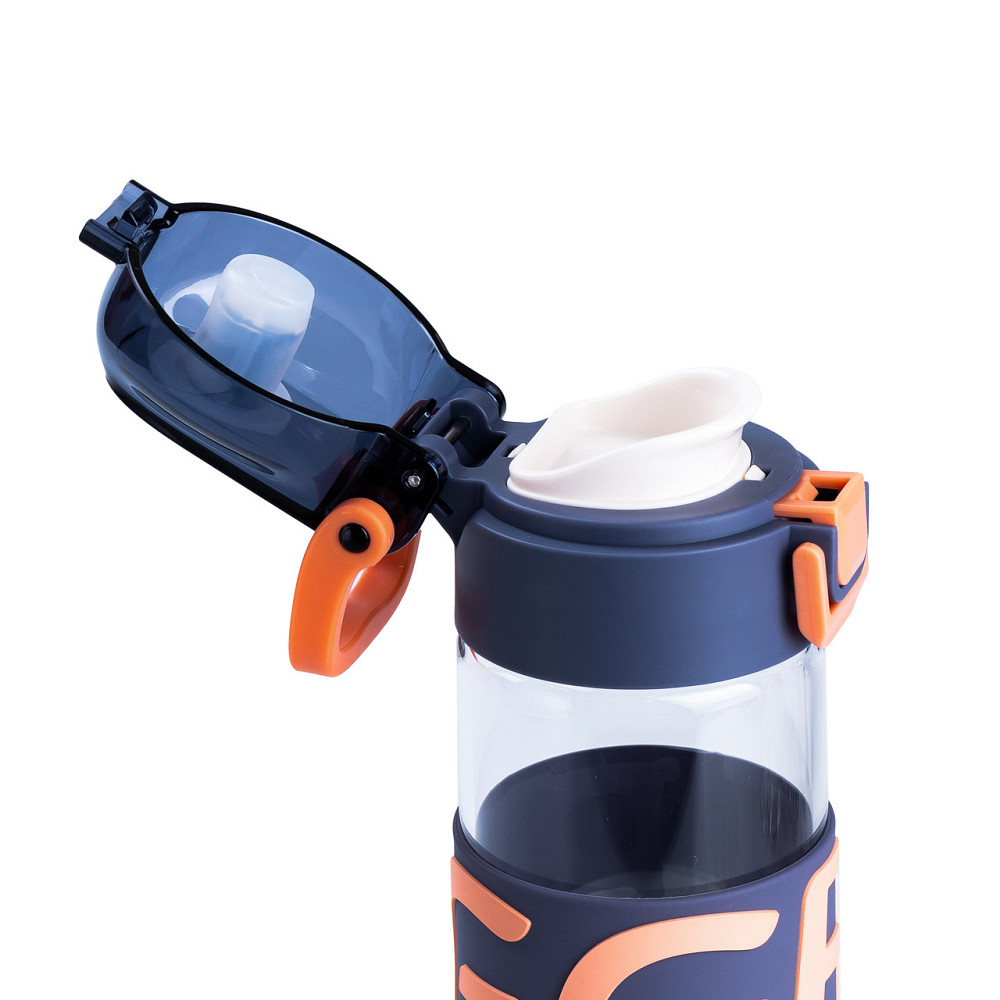 Happy Life Пляшка для води 460 мл скляна з пластиковою кришкою синя HP17299BL Коломия - фото 4