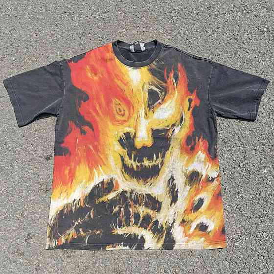 Футболка для хлопчика з принтом аніме Аніме Фіре Пункх Аніме оверсайз (зріст від 165 до 180) Чорний Дніпро