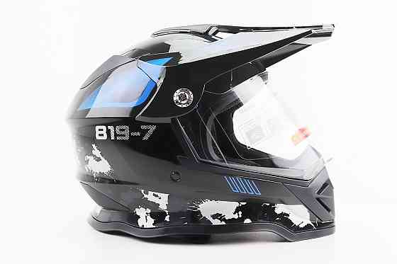 Шолом кросовий/ендуро/АТV зі склом BLD-819-7 L (59-60см), ЧОРНИЙ/СІРО-СИНІЙ Киев