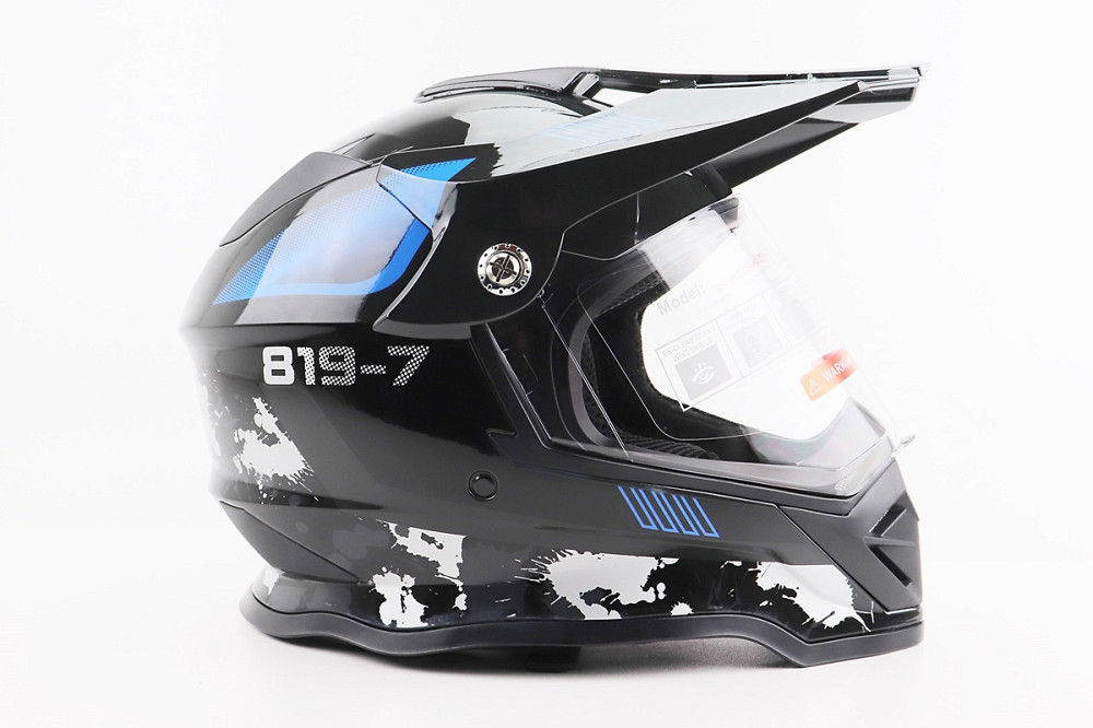 Шолом кросовий/ендуро/АТV зі склом BLD-819-7 L (59-60см), ЧОРНИЙ/СІРО-СИНІЙ Київ - фото 3