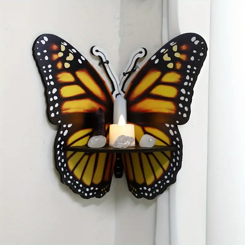 Кутова настінна полиця з дерева Метелик, 23×25 см, органайзер для зберігання аксесуарів, type E Кам'янець-Подільський - фото 1